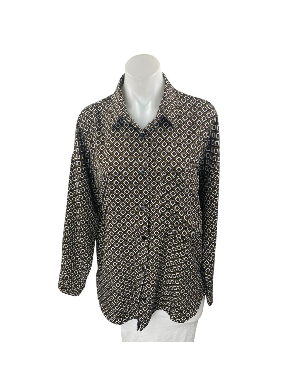 NEW 12th Tribe x TheSaltyBlonde Argyle Long Sleeve Button Up Shirt Top Size S